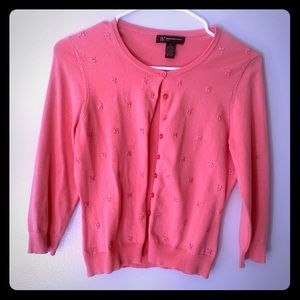 INC Macy’s cardigan pink floral designer ladies s